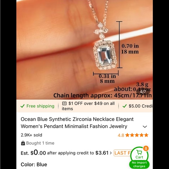 Beautiful Ocean Blue Pendant Necklace - Picture 2 of 6